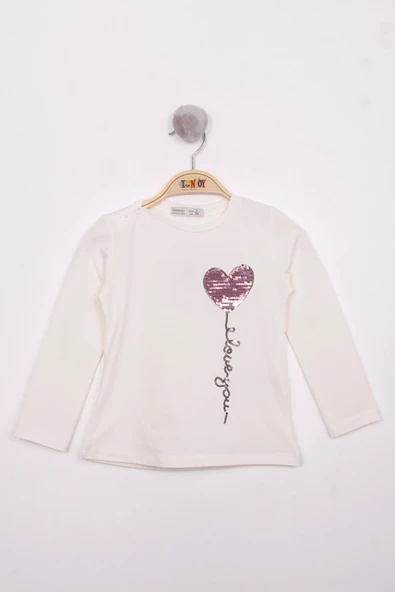 Toontoy Kız Çocuk Göğsü Pul Nakışlı T-Shirt ürün görseli 1