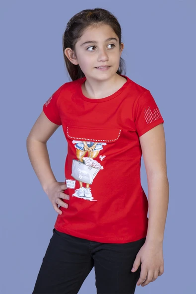 Toontoy Kız Çocuk Baskılı Tişört - Resim 6