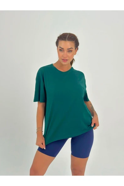 Baskısız Basıc Pamuklu Oversize T-shirt - Resim 2