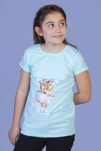 Toontoy Kız Çocuk Baskılı Tişört - Resim 2
