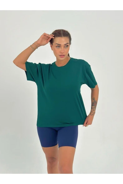 Baskısız Basıc Pamuklu Oversize T-shirt - Resim 4