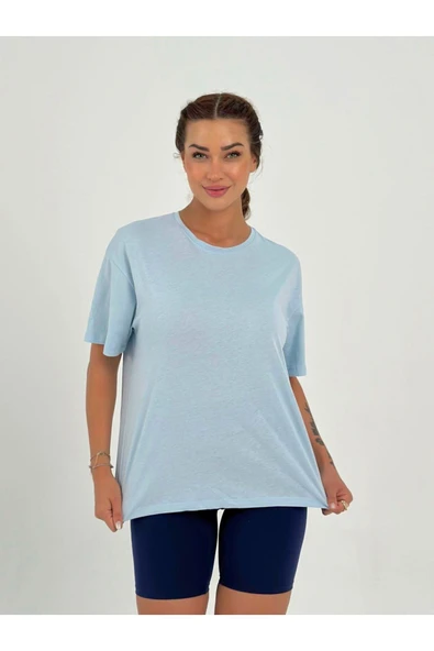 Baskısız Basıc Pamuklu Oversize T-shirt - Resim 10