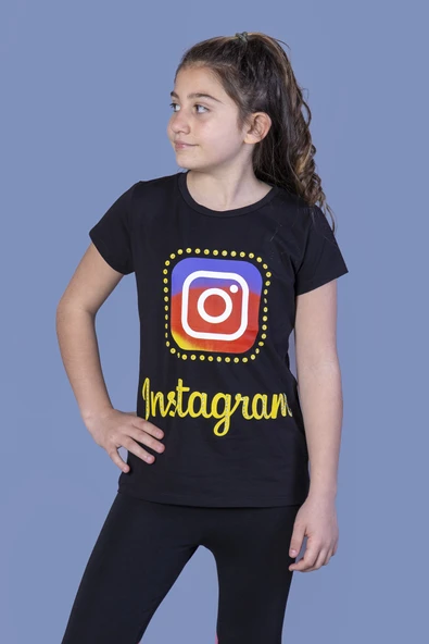 Toontoy Kız Çocuk Insagram Baskılı Tişört ürün görseli 1