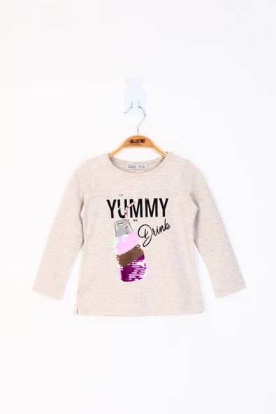 Toontoy Kız Çocuk Çevirmeli Pul Detaylı Sweatshirt ürün görseli 1