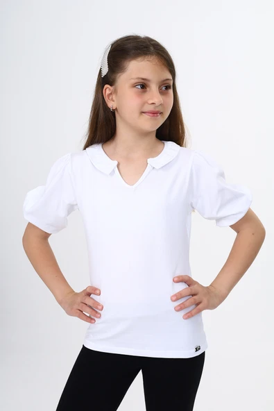 Toontoy Kız Çocuk Baskılı V Yaka Kısa Kollu Tişört ürün görseli 1