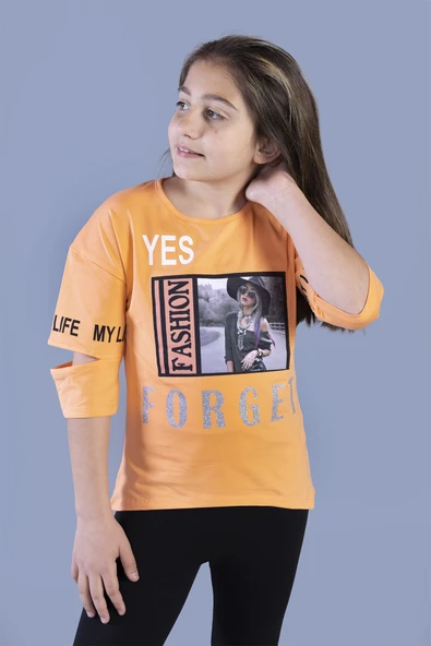Toontoy Kız Çocuk Kolları Kesik Detaylı Baskılı Tişört ürün görseli 1