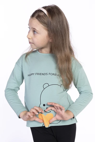 Toontoy Kız Çocuk Happy Frıends  Baskılı Tişört ürün görseli 1