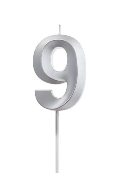 Beysüs Gümüş Rengi 9 Rakam Pasta Mumu ürün görseli 1