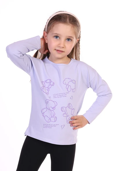 Toontoy Kız Çocuk 4lü Ayıcık Baskılı Tişört ürün görseli 1