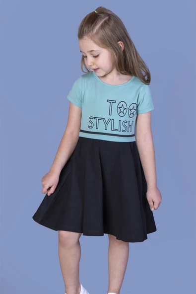 Toontoy Kız Çocuk Too Stylısh Baskılı Elbise ürün görseli 1