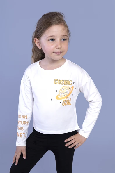 Toontoy Kız Çocuk Baskılı Tişört - Resim 8