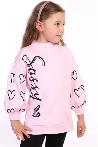 Toontoy Kız Çocuk Baskılı Balon Kol Sweatshirt ürün görseli 1