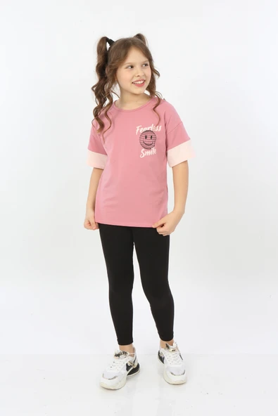 Toontoy Kız Çocuk Fearless Smile Baskılı Tişört ürün görseli 1