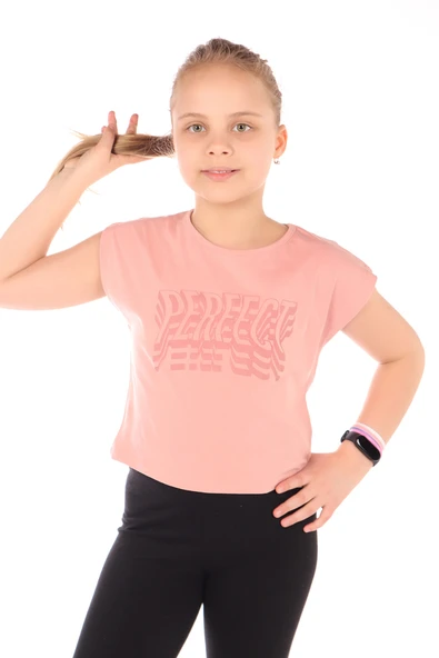Toontoy Kız Çocuk Baskılı Bisiklet Yaka Kısa Kollu Tişört  22429 ürün görseli 1