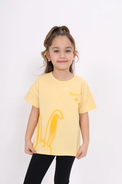 Toontoy Kız Çocuk Bunny Baskılı Tişört ürün görseli 1