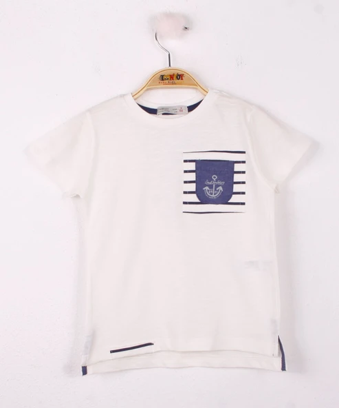 Toontoy Erkek Çocuk Cep Üstü Çapa Nakışlı T-Shirt ürün görseli 1