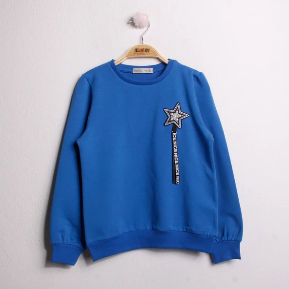 Toontoy Kız Çocuk Sweatshirt Göğsü Yıldız Nakış ürün görseli 1