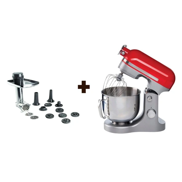 Ariete Moderna 1589/00 1600 W 5.5 lt Kırmızı Mutfak Şefi + Kıyma ve Makarna Aparat Seti ürün görseli 1