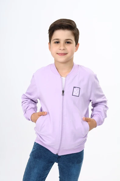 Toontoy Erkek Çocuk Kolej Yaka Fermuarlı Cepli Nakış Baskılı Örme Hırka - 2 İplik ürün görseli 1