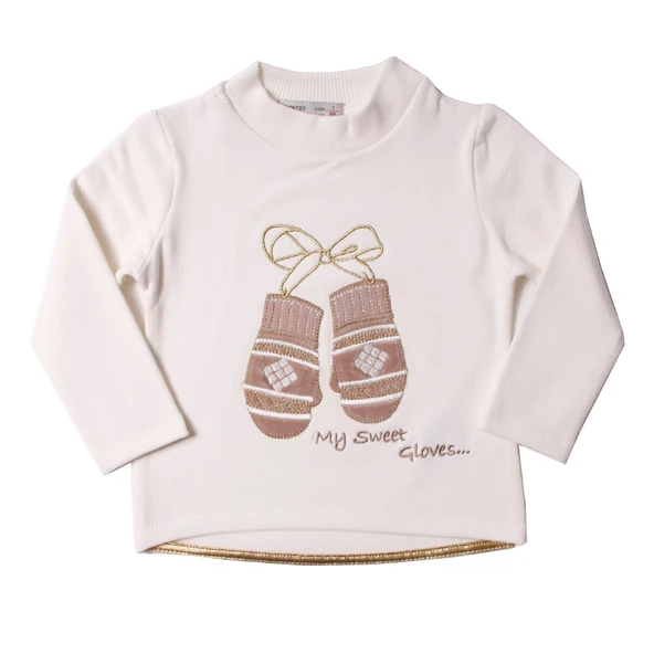 Toontoy Kız Çocuk Sweatshirt Eldiven Nakışlı - Resim 5