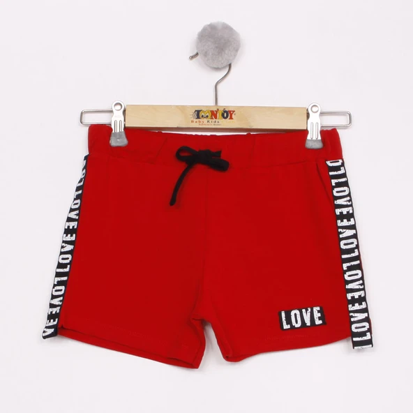 Toontoy Kız Çocuk Love Şeritli Şort - Resim 3