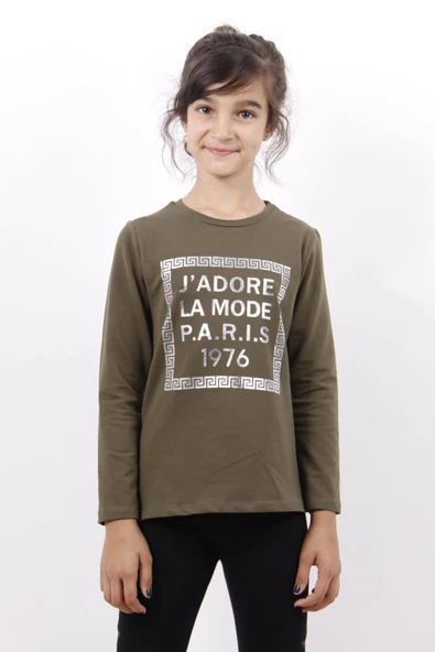 Toontoy Kız Çocuk Jadore Varak Baskılı Sweatshirt ürün görseli 1