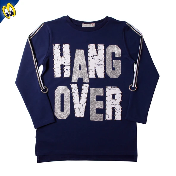 Toontoy Kız Çocuk Sweatshirt Hang Over Baskı Kol Üstü Şerit ürün görseli 1