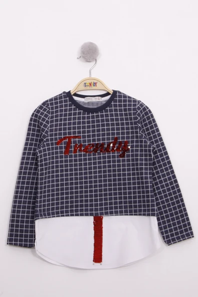 Toontoy Kız Çocuk Trendy Pullu Nakış Sweatshirt ürün görseli 1