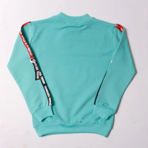 Toontoy Kız Çocuk Sweatshirt Kollari Şeritli Pullu Fashion Nakış ürün görseli 1