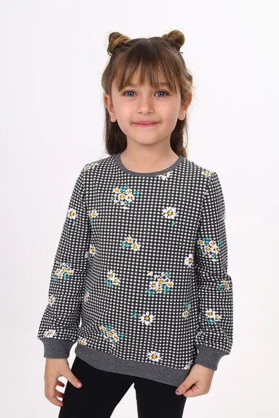 Toontoy Kız Çocuk Papatya Baskılı Sweatshirt ürün görseli 1