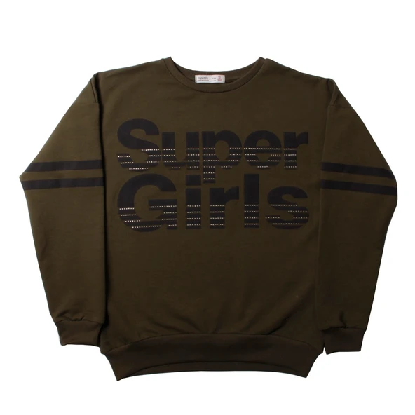 Toontoy Kız Çocuk Sweatshirt Super Girls Baskı Ve Taş ürün görseli 1