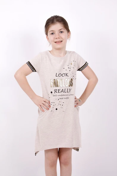 Toontoy Kız Çocuk Fabulous Baskılı Elbise ürün görseli 1