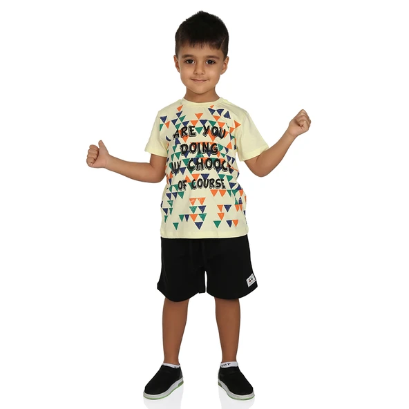 Toontoy Erkek Çocuk Renkli Baskılı Şortlu Takım ürün görseli 1