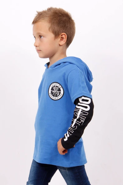Toontoy Erkek Çocuk Kapşonlu Kolları Baskılı Sweatshirt ürün görseli 1