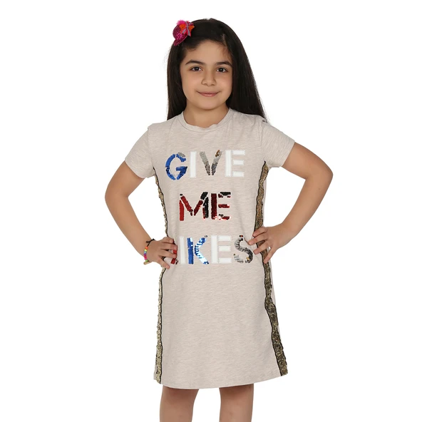 Toontoy Kız Çocuk Gıve Me Pul Nakışlı Elbise ürün görseli 1