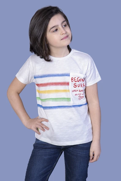 Toontoy Erkek Çocuk Cepli Baskılı Tişört ürün görseli 1