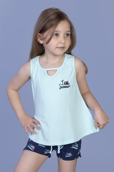 Toontoy Kız Çocuk I Love Summer Baskılı Şortlu Takım ürün görseli 1