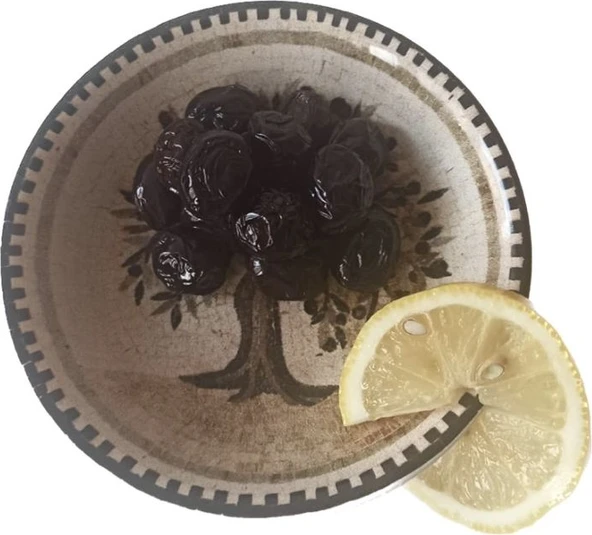 Gemlik Yağlı Salamura Siyah Zeytin 1 kg Cam Kavanoz ürün görseli 1