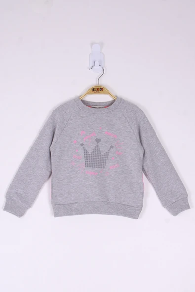 Toontoy Kız Çocuk Taç Baskılı Sweatshirt ürün görseli 1