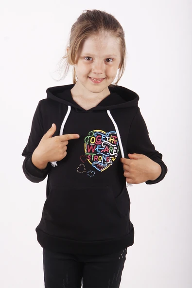 Toontoy Kız Çocuk Regular Fit Kapüşonlu Cepli Baskılı Sweatshirt -  2 İplik ürün görseli 1