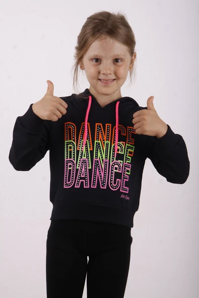 Toontoy Kız Çocuk Dance Baskılı Kapüşonlu Sweatshirt ürün görseli 1