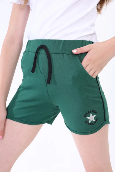 Toontoy Kız Çocuk Yıldız Arma Nakışlı Şort ürün görseli 1
