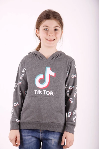 Toontoy Kız Çocuk Cepli Kapüşonlu Sweatshirt ürün görseli 1