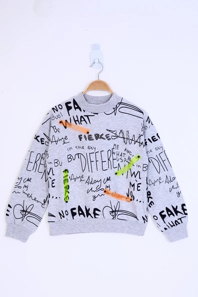 Toontoy Kız Çocuk Neon Şerit Detaylı Baskılı Sweatshirt ürün görseli 1