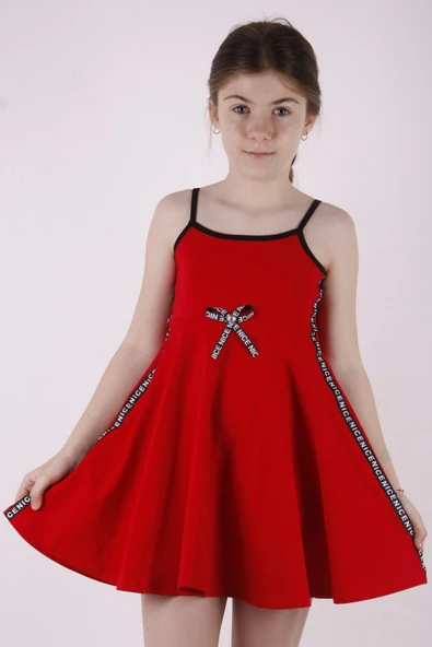 Toontoy Kız Çocuk  Şeritli Elbise ürün görseli 1