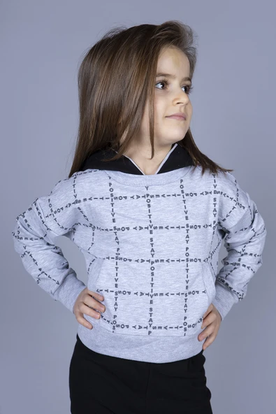 Toontoy Kız Çocuk Positive Baskılı Crop Sweatshirt ürün görseli 1
