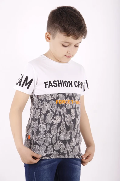 Toontoy Erkek Çocuk Fashion Crew Baskılı Garnili Tişört ürün görseli 1