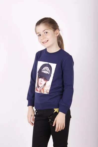 Toontoy Kız Çocuk Şapkası 3D Baskılı Sweatshirt ürün görseli 1