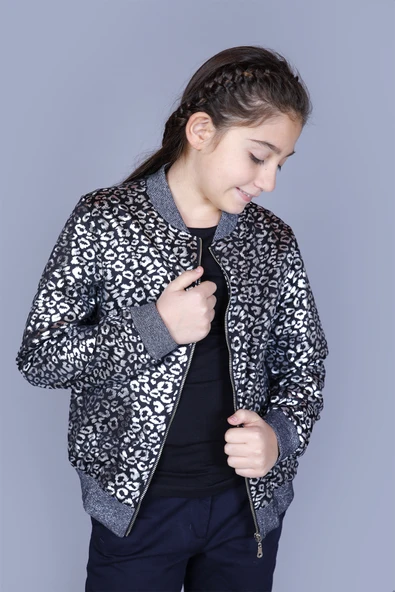 Toontoy Kız Çocuk Leopar Desenli Parlak Hırka ürün görseli 1