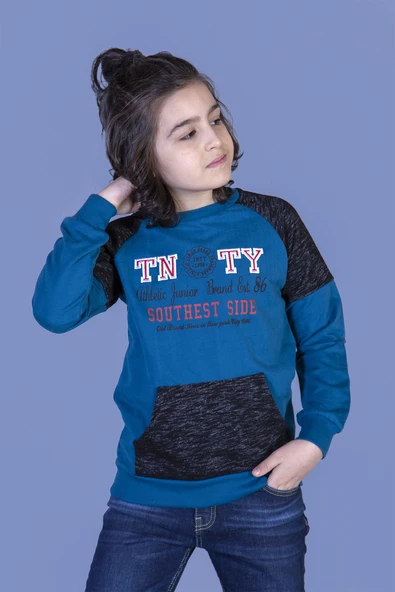 Toontoy Erkek Çocuk Garni Detaylı Nakışlı Sweatshirt ürün görseli 1
